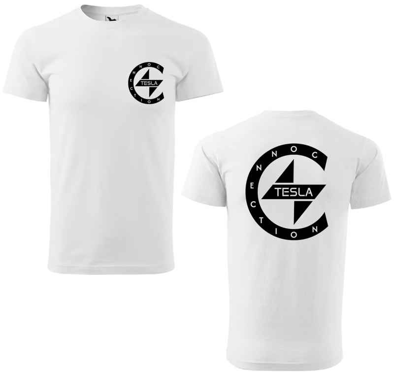 TeslaConnection fekete logós két oldalú póló