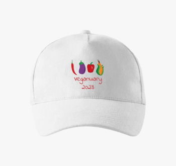 Veganuary 2023 (zöldségekkel) piros feliratos baseball sapka