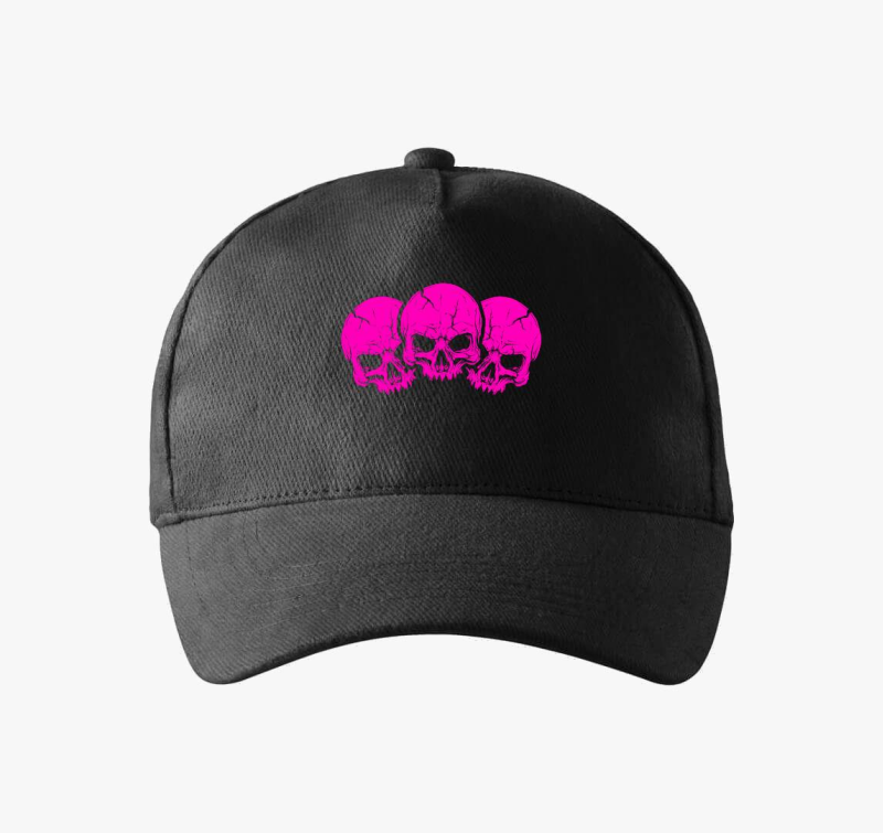 3 pink skulls baseball sapka