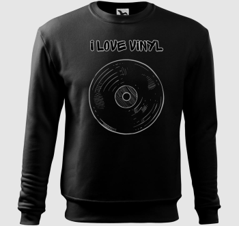 I Love Vinyl feliratos belebújós pulóver