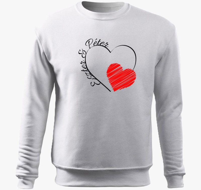 Szerelmeseknek belebújós pulóver - egyedi névvel