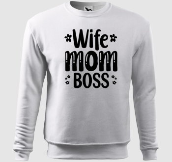 Wife Mom Boss virágos belebújós pulóver