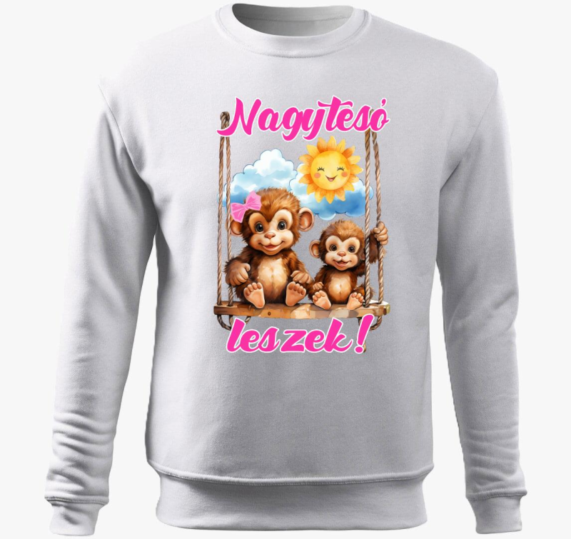 Nagytesó leszek, kismajmok hintán lányos belebújós pulóver