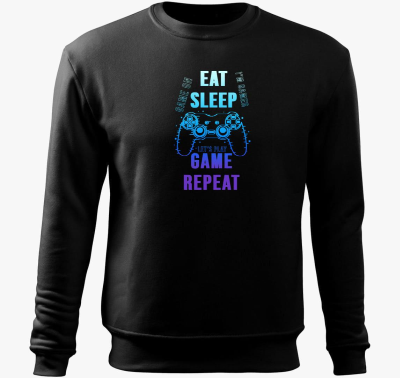 Eat sleep play game repeat belebújós pulóver