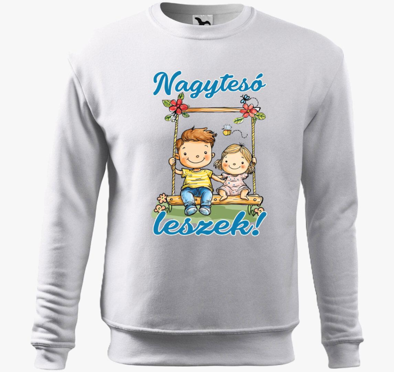 Nagytesó leszek, kisfiú hintázik pici lánnyal belebújós pulóver