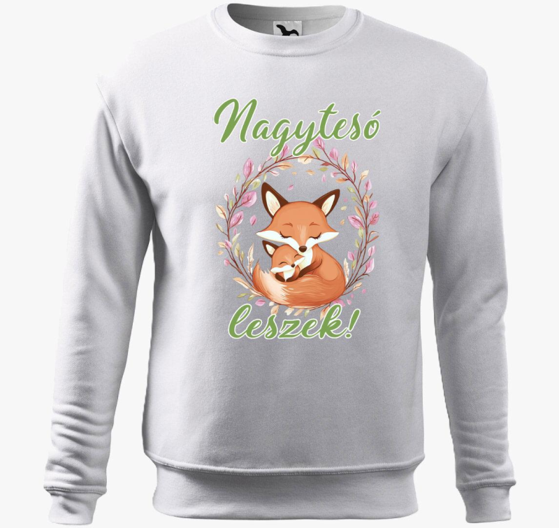 Nagytesó leszek, kisrókák zöld felirat belebújós pulóver