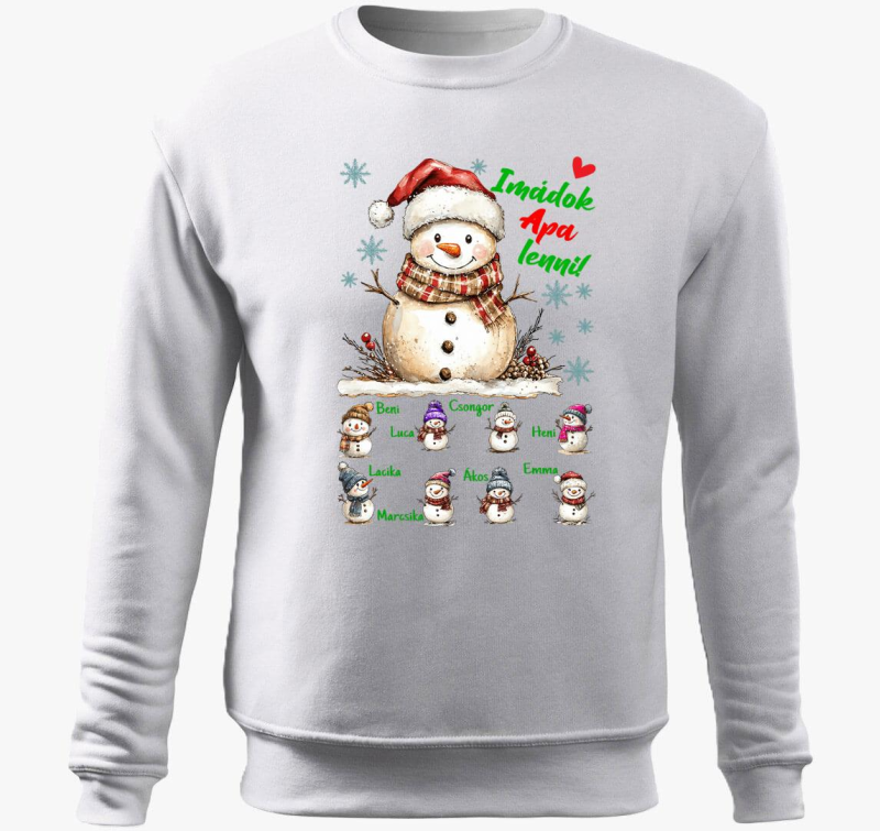 Karácsonyi Imádok apa lenni hóemberek nevekkel belebújós pulóver