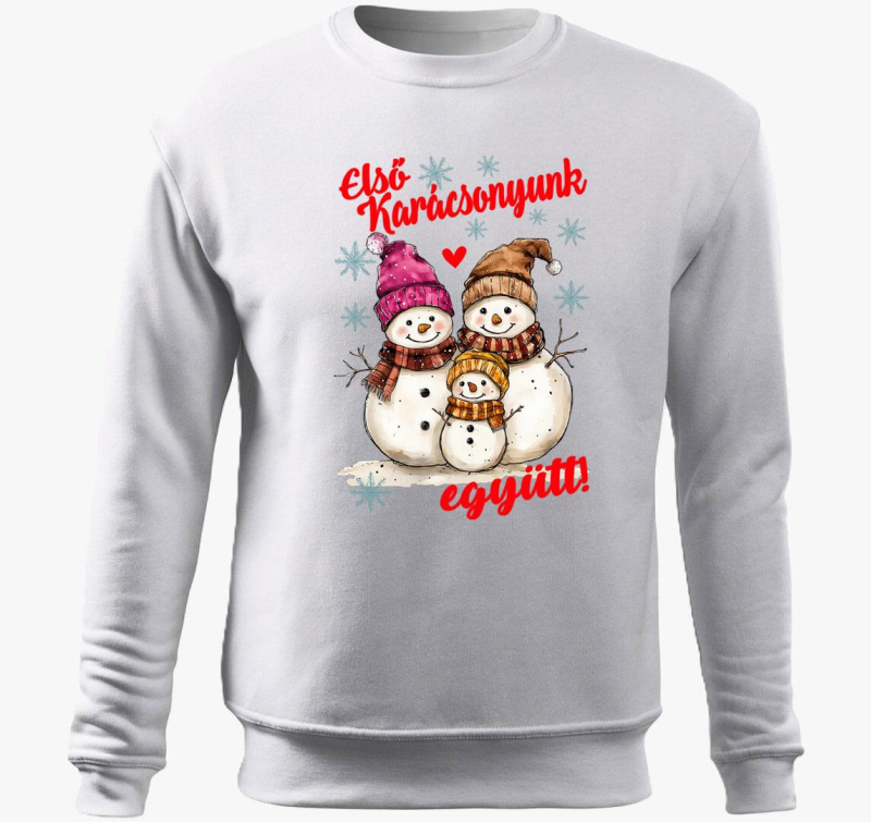 Első karácsonyunk együtt hóember családi szett belebújós pulóver