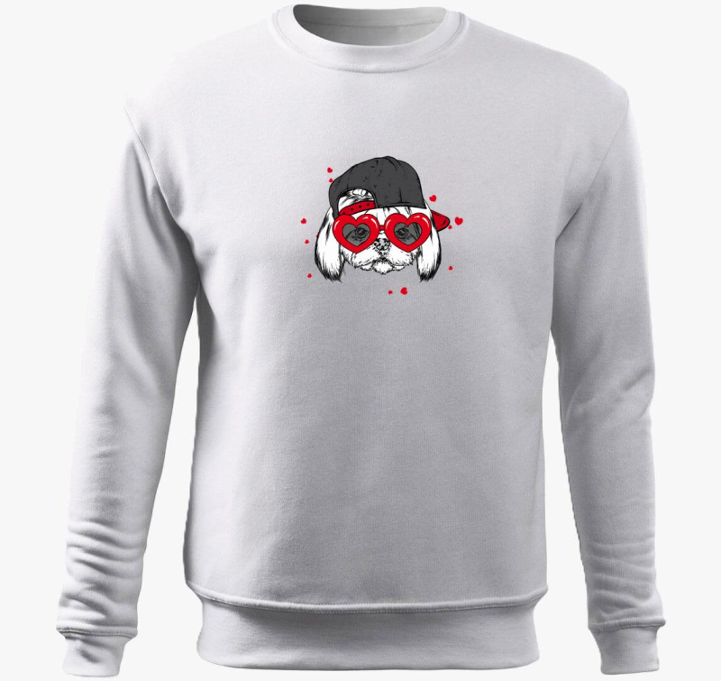 Szerelmes napszemüveges kutyás belebújós pulóver