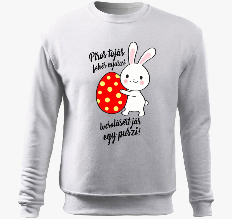 Piros tojás fehér nyuszi locsolkodós belebújós pulóver