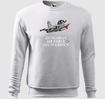 JAS-39 Gripen karikatúra fehér felirattal belebújós pulóver