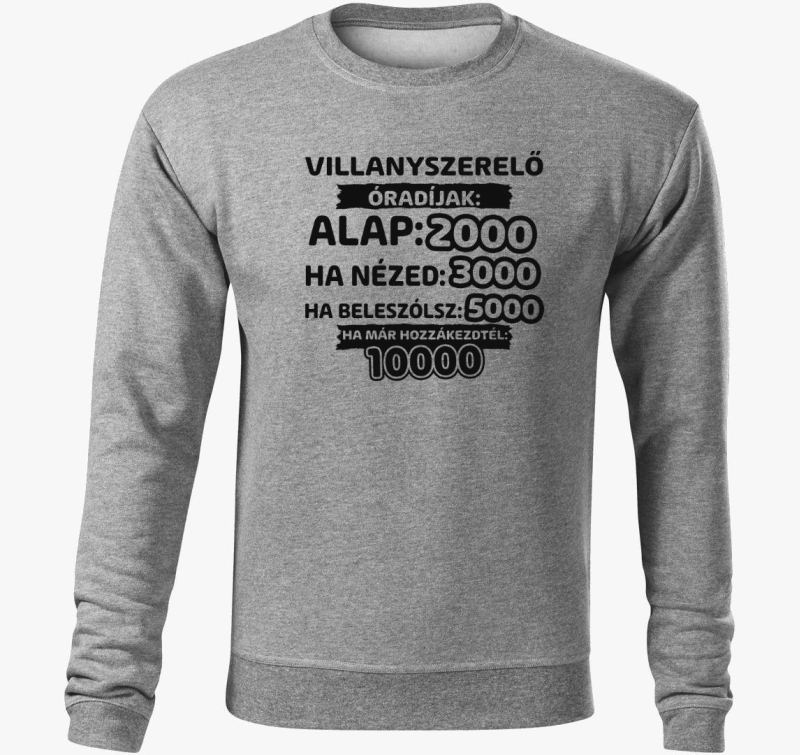 Villanyszerelő óradíjak munka belebújós pulóver