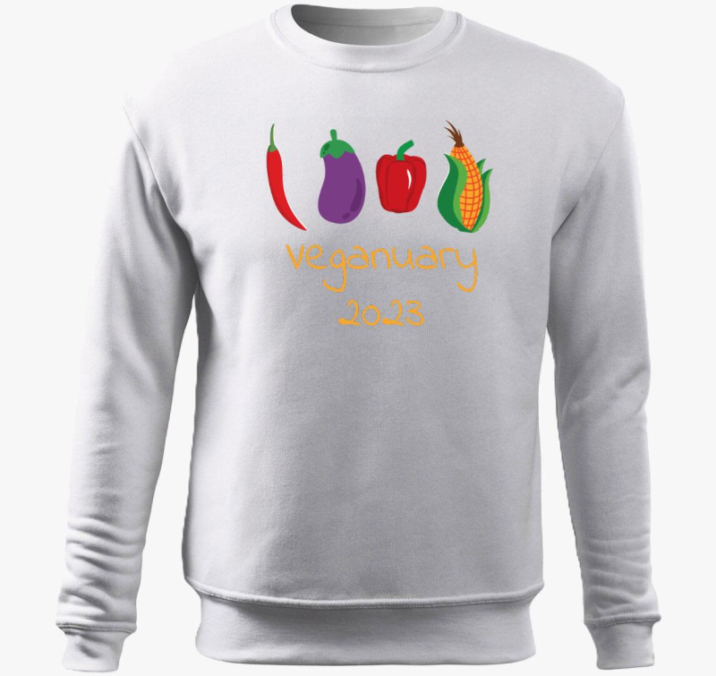 Veganuary 2023 (zöldségekkel) sárga feliratos belebújós pulóver