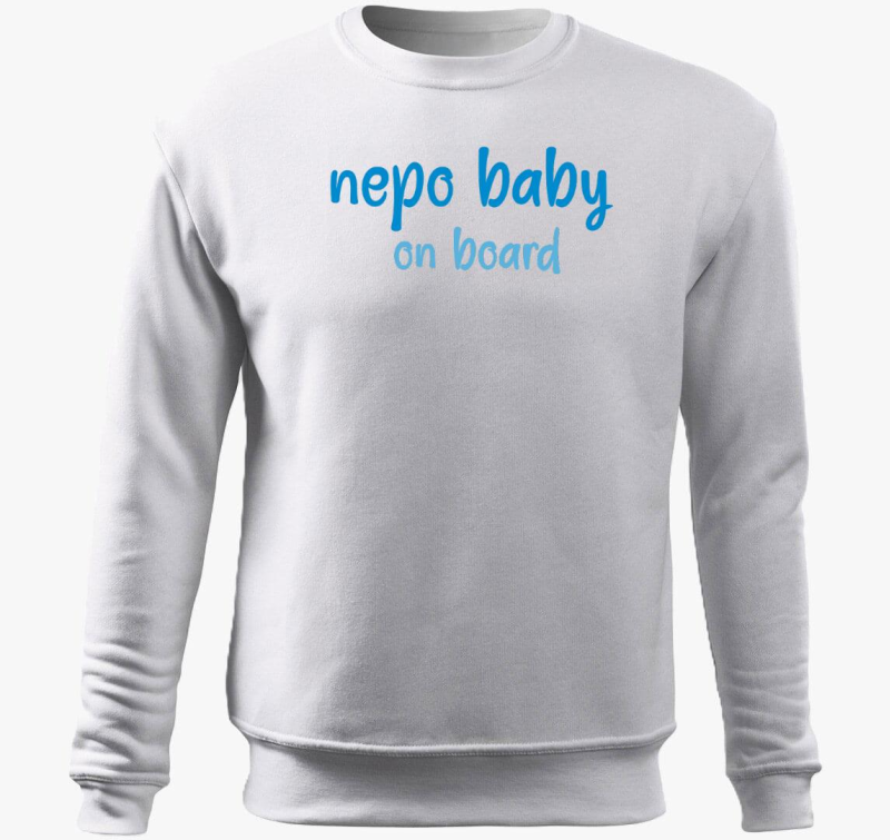 Nepo baby on board (kék) feliratos belebújós pulóver
