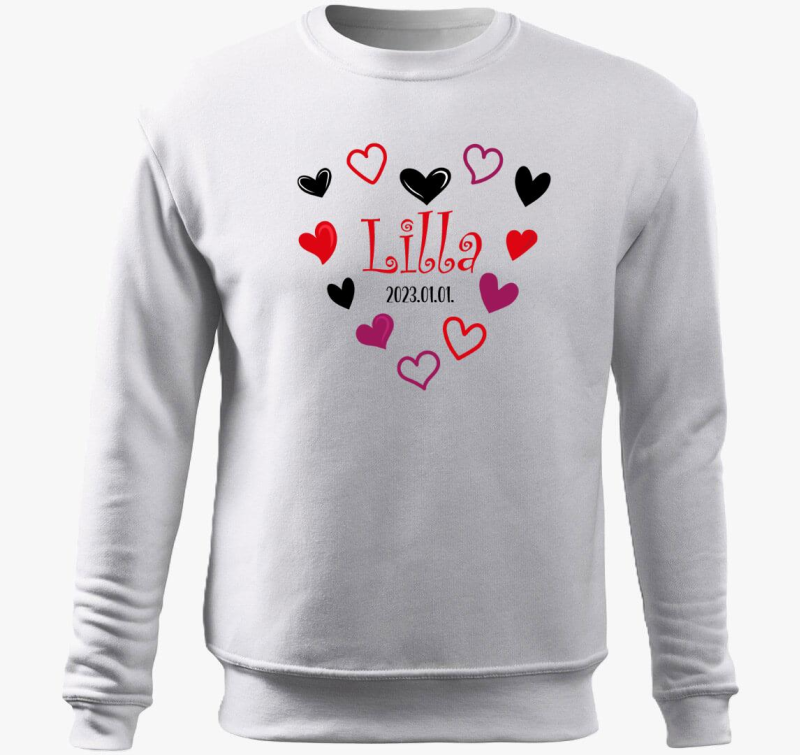 Egyedi neves, évszámos szivecskés belebújós pulóver