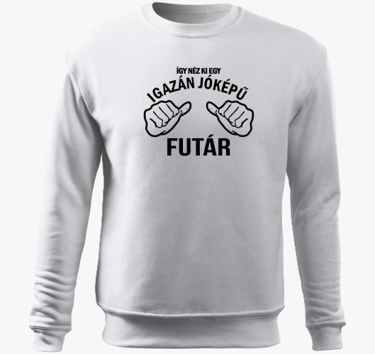 Jóképű futár belebújós pulóver...
