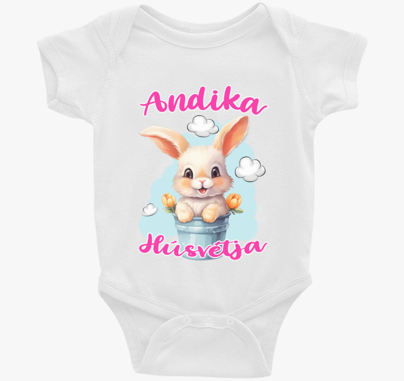 Húsvéti nyuszi vödörben lányos gyerek body