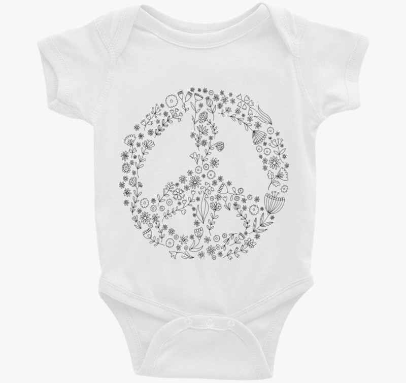 Békejel virágokból - színezhető body