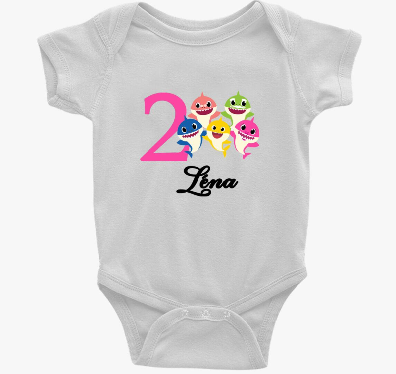 Cápás szülinapos baba body