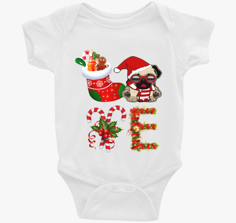 Imádom a mopszokat karácsonyi body