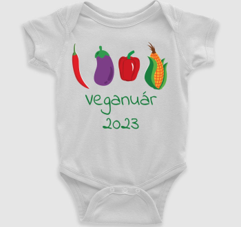 Veganuár 2023 (zöldségekkel) zöld feliratos body