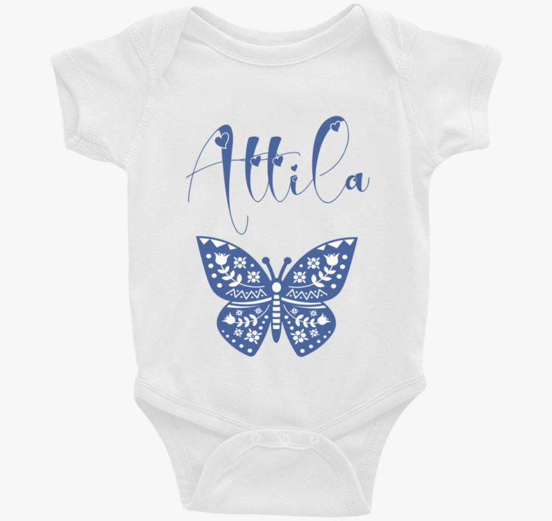 Kék folklór lepkés névvel body