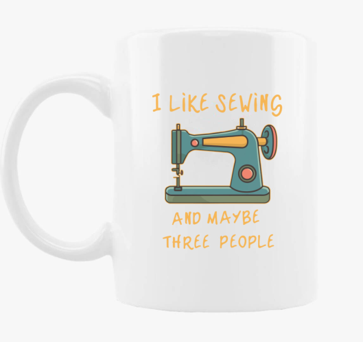 Sewing and 3 people bögre