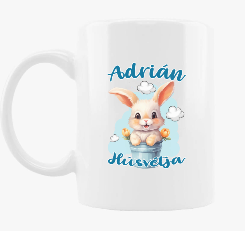 Húsvéti nyuszi vödörben fiús gyerek bögre