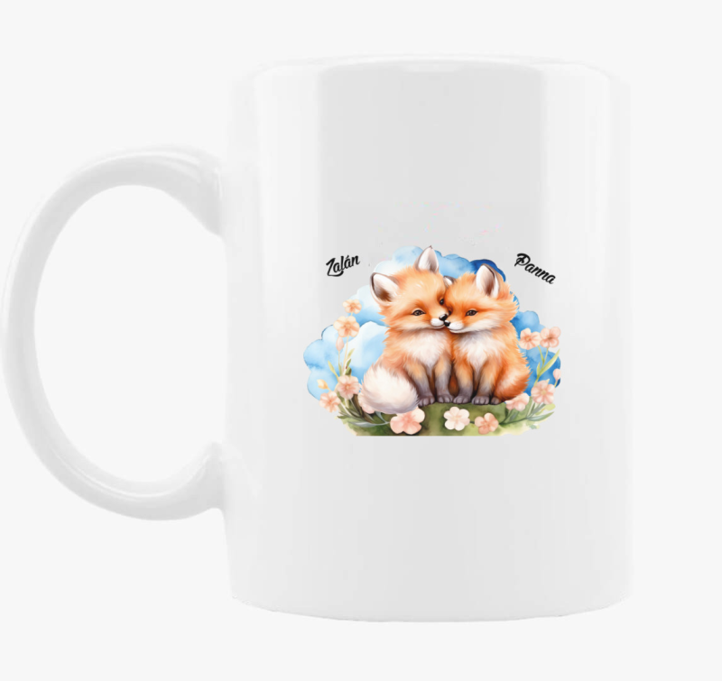 Összebújós szerelmes Rókák bögre