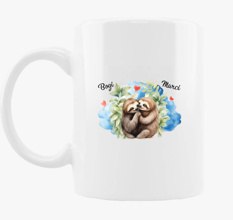 Összebújós szerelmes Lajhárok bögre