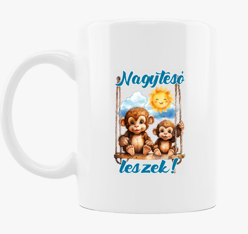 Nagytesó leszek, kismajmok hintán fiús bögre