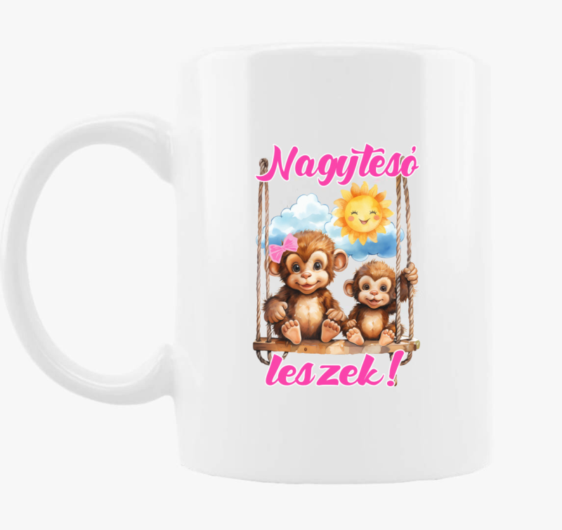 Nagytesó leszek, kismajmok hintán lányos bögre