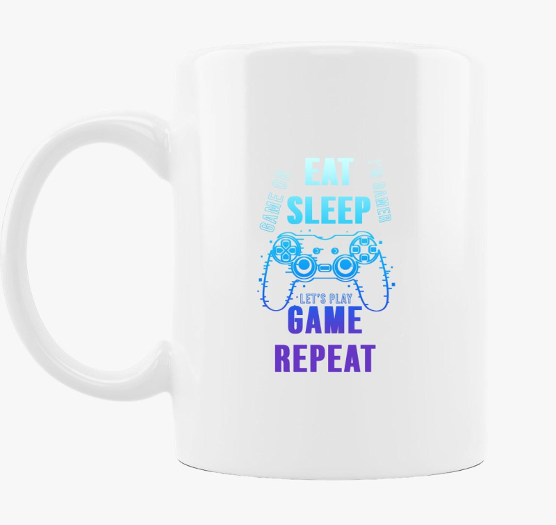 Eat sleep play game repeat bögre