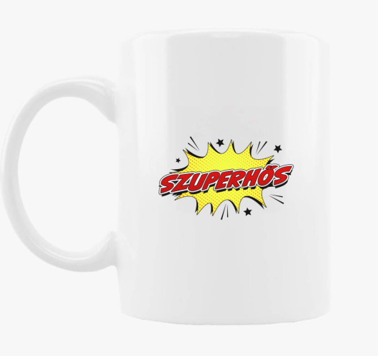 Szuperhős felirat bögre