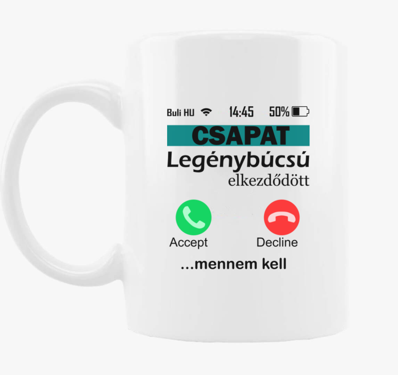 Telefonos legénybúcsús csapat bögre