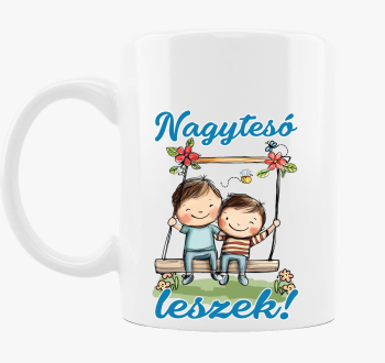 Nagytesó leszek, kisfiú hintázik kisfiúval bögre