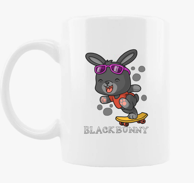 Fekete nyuszis bögre