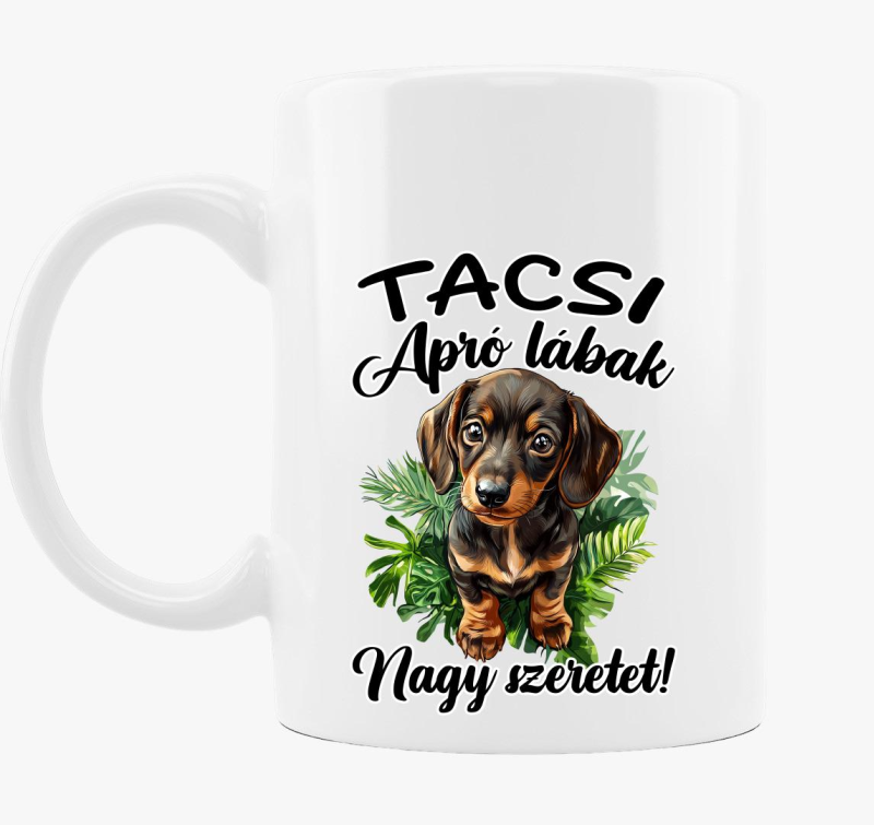 Tacsi Apró lábak, nagy szeretet barna tacsi bögre