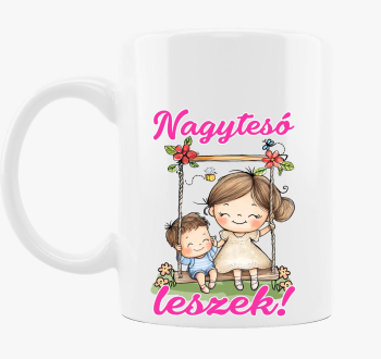 Nagytesó leszek, kislány hintázik pici fiúval bögre