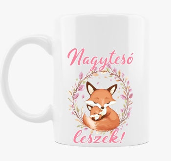 Nagytesó leszek, kisrókák rózsaszín felirat bögre