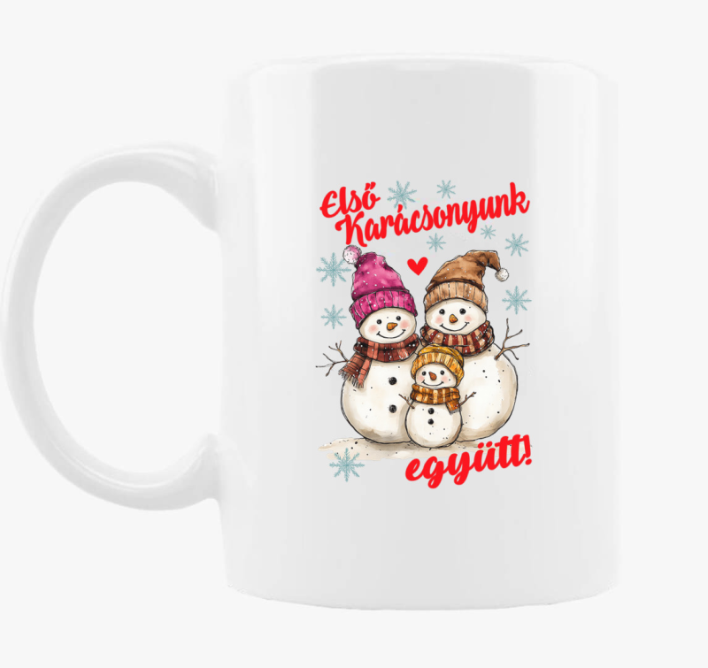 Első karácsonyunk együtt hóember családi szett bögre