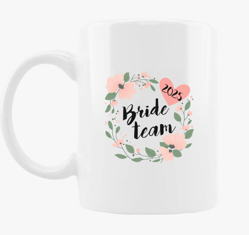 Bride team virágos bögre