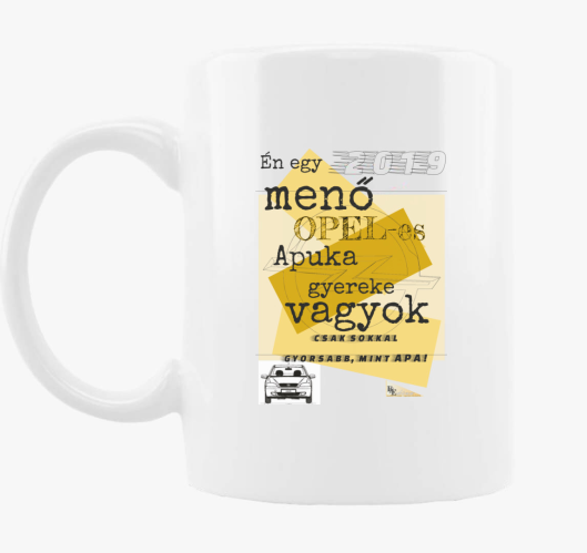 Opel-es apuka gyereke bögre