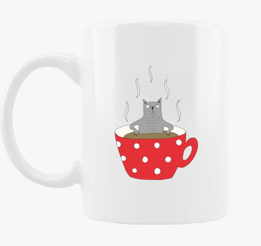 Mokkás szürke macska - bögre...