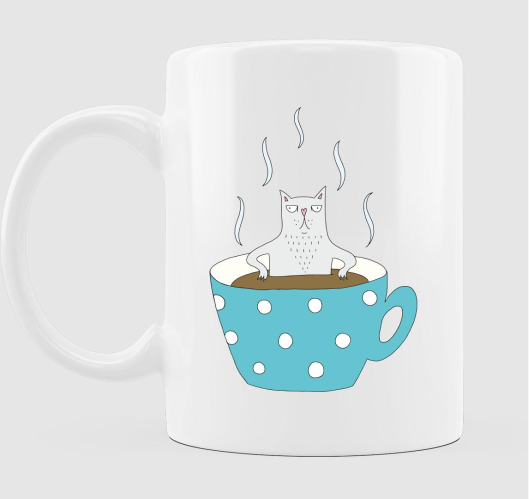 Mokkás törtfehér macska - bögr...