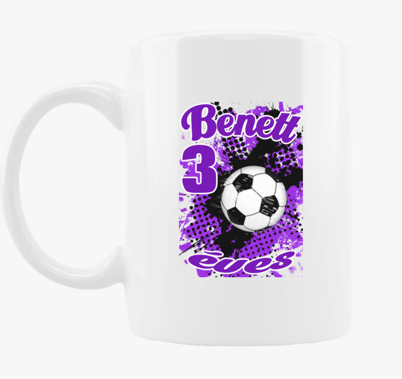 Focilabda lila fehér szülinapi gyerek bögre