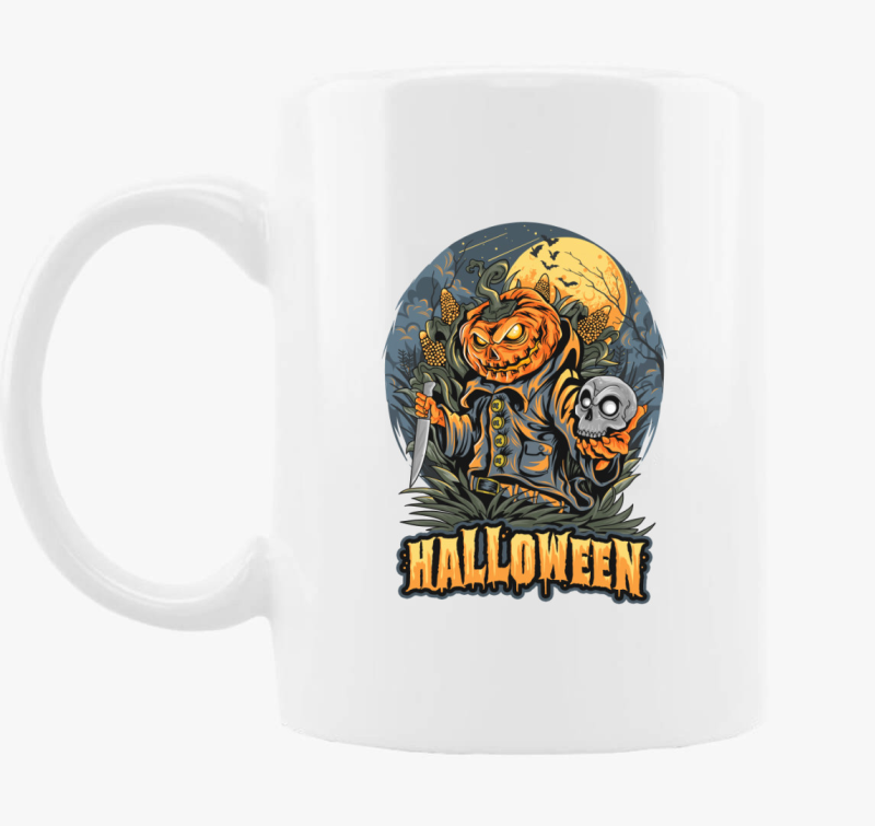 Halloween-i tökfej késsel bögre