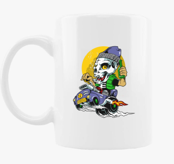 Halloween-i dragster csontváz bögre