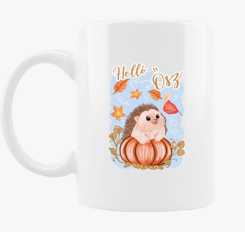 Helló ősz süni tökön gyerek bögre