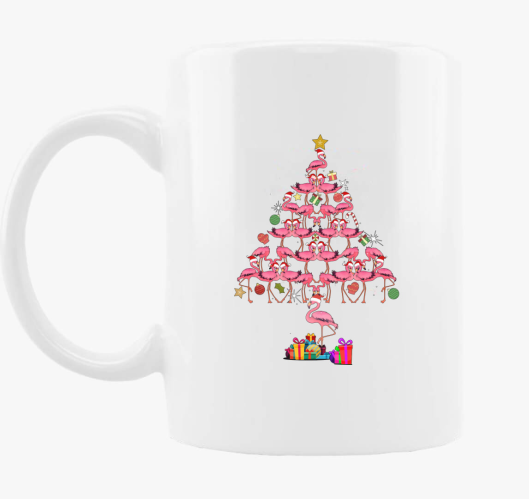 Flamingós karácsonyfa bögre